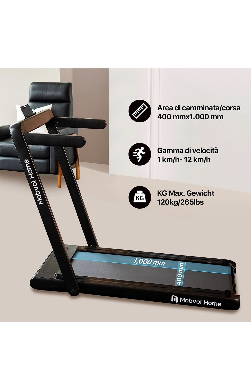TAPIS ROULANT MOBVOI HOME TREADMILL, PIEGHEVOLE, ALTOPARLANTE foto 2