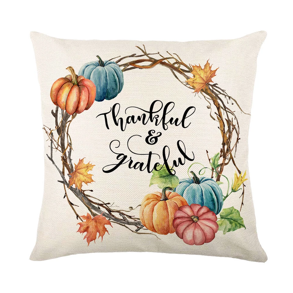 Fall Thanksgiving Pillow Covers 18x18 Set of 4 Autumn Pumpkin Throw Pillowcase - Image 4 of 4