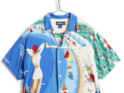 90s Polo RalphLauren RIVIERA ITALIA スカート Vintage 90s Polo Ralph Lauren Riviera Italia Rayon Button Up