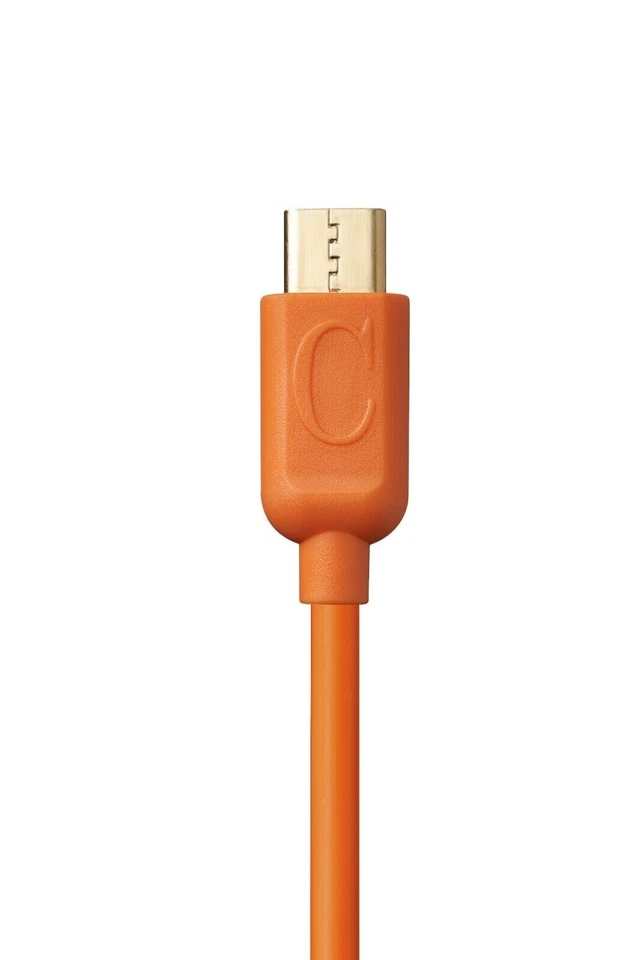 Cable naranja chapado en oro USB-C a USB-A de 15 pies (4,5 M) con cierre y bloqueo Foto 2 de 4