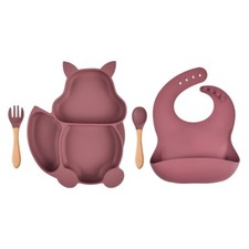 Baby Soft Silicone Bowl Plate Spoon Fork Sets Non-slip Children's Feeding Dishes