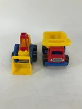 Lot of 2 Vintage American Plastic Toys Inc Dump Truck Bulldozer Loader
