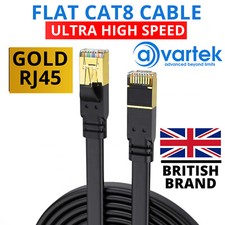 RJ45 CAT8 NETWORK CABLE FLAT SHIELDED ETHERNET LAN HIGH SPEED 2000MHz 40GBPS LOT