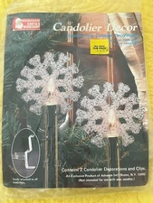 OOAK 5 Clear Snowflake Christmas Candle Light Candolier Decoration 3.75" Dia