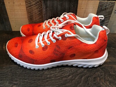 UNISEX ORANGE PICKLEBALL THEMED KIN CUSTOM SNEAKERS SIZE MENS 10.5 WOMENS 12