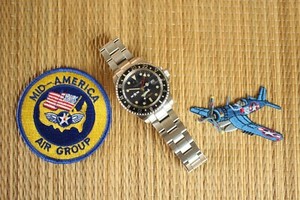 CHRONOMAT GMT F4U CORSAIR MILITARY COMBAT AVIATOR PILOT WATCH + BOX & PATCH SET