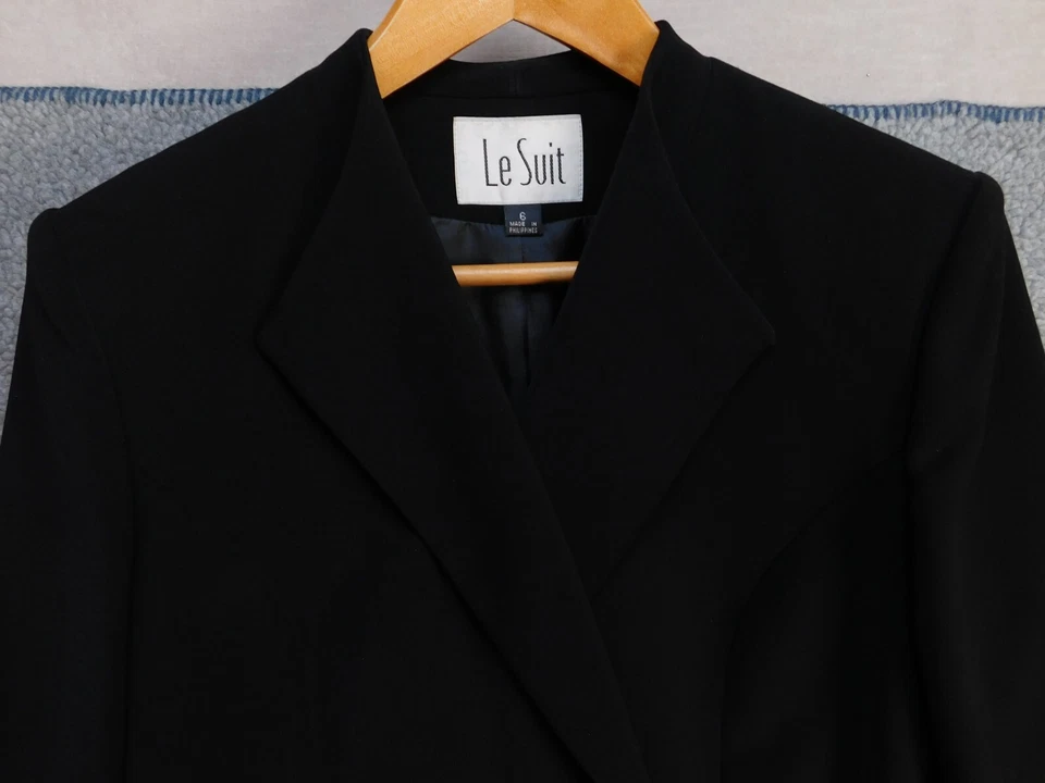 Blazer Le Suit para mujer 6 Essentials negro corbata alrededor como nuevo Foto 2 de 4