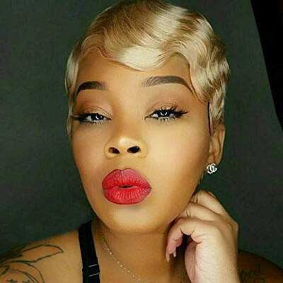 Short Mommy Pixie Cut Finger Wave  Human Hair Wigs Brazilian Human Hair Wig