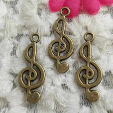 Free Ship 100 Pcs Bronze Plated Musical Note Charms 26X10MM H-2311