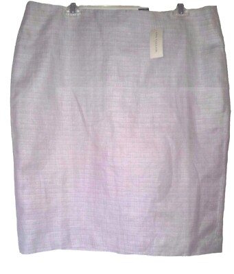 Ann Taylor Skirt Sz 14 Beige Taupe Linen Cotton Dress Pencil L  NWT$69.99