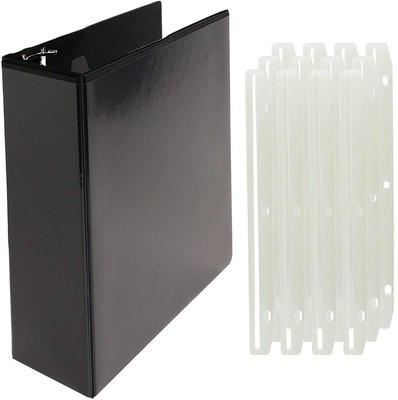 12 Pcs 3'' Magazine/Catalog View Binders with Plastic Strip Holders Black