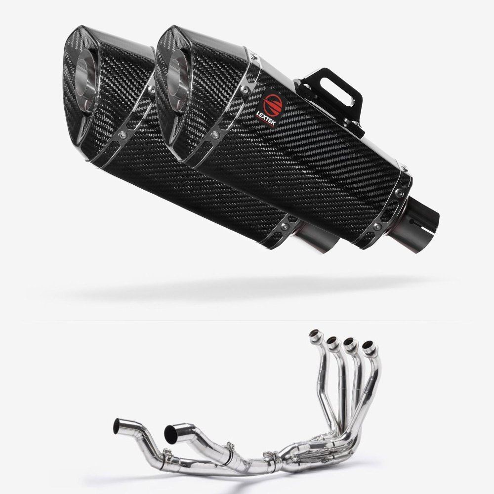 Lextek XP8C Carbon Fibre Twin Exhaust System 210mm for Kawasaki Ninja 1000SX 20-