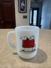 Vintage 1958 Fire King  SNOOPY Mug "I Think I'm Allergic to Morning!" Milk Glass