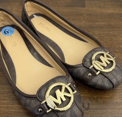 Michael KORS FULTON BALLET FLATS SZ Signature Shoes Gold