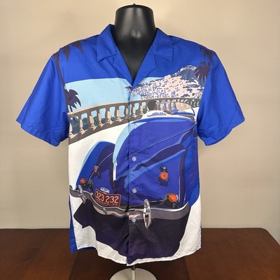 Brandmakers Group Cote Azur Highway Button Down Shirt Blue Men's Medium Nwt