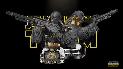 Schwarze Krrsantan Star Wars Motto 3D Büste Skulptur von sw3d