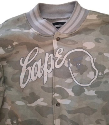 A Bathing Ape Bape Sweat Varsity Jacket Size XXL Camoe gray 