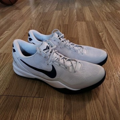 Nike Kobe 8 protro, White Navy Mesh Low Top Basketball Sneakers