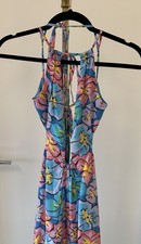 For Love & Lemons Yasmin Open Back Floral Print Cut Out Plunge Maxi Dress Size M
