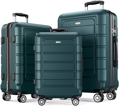 Luggage Sets Expandable 100% PC Suitcase Double Wheels TSA Lock 3PC (Armygreen)