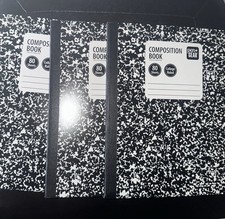 Composition Book Pen and Gear Set 80 Pages, Wide Ruled, 9.75" x 7.5" pack of 3