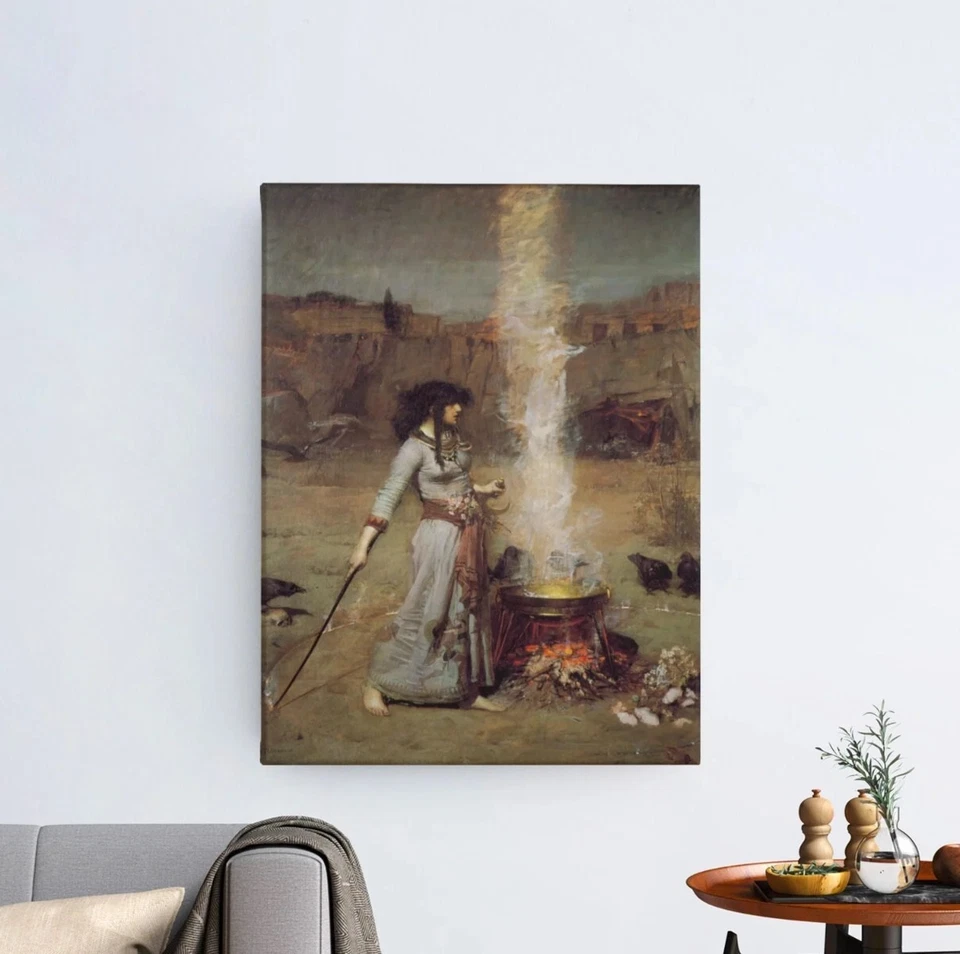 Witchcraft Art – The Magic Circle by Waterhouse – Gothic Canvas or Poster Print - Image 2 of 2