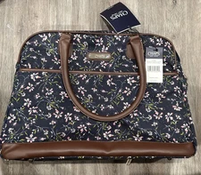 Chaps Saddle Haven Pack All Boarding Bag Navy Spring Floral Luggage - 14 x 18