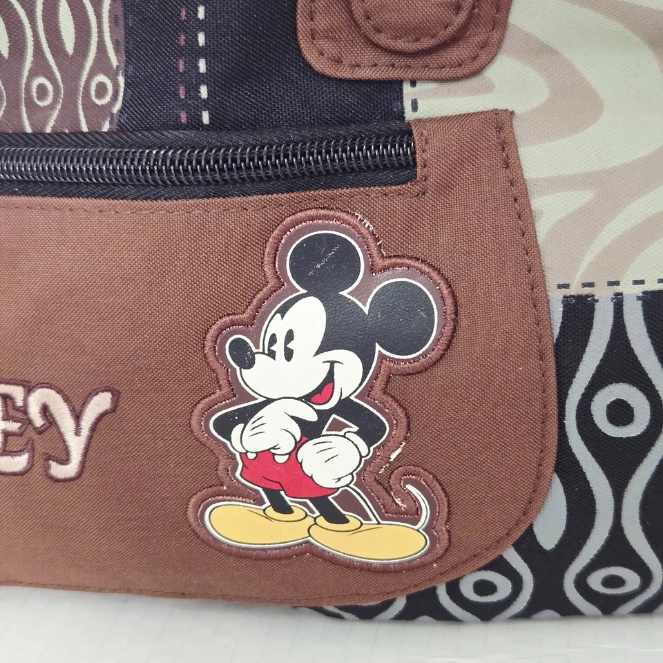 Bolsa tote Disney Mickey Mouse Y2K bordada multicolorida com zíper bolsos caprichosa  - Imagem 4 de 4