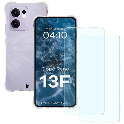 Handyhülle + 2x Schutzglas für Oppo Reno13 F Bizon Case Cover Etui Transparent