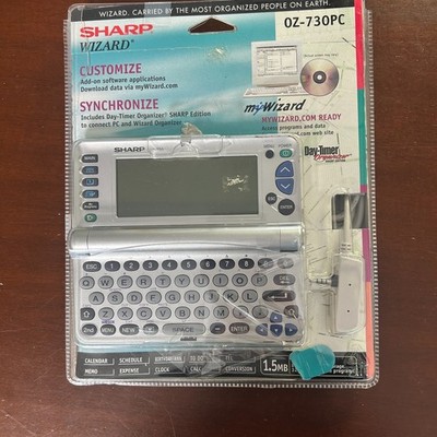 Vtg Sharp Wizard OZ-730PC Electronic Personal Organizer 9+ Features In Package!