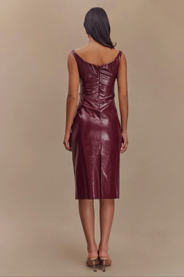 chinese dress ladies LIKE LIQUID FAUX LEATHER MIDI DRESS – AKIRA main image 1