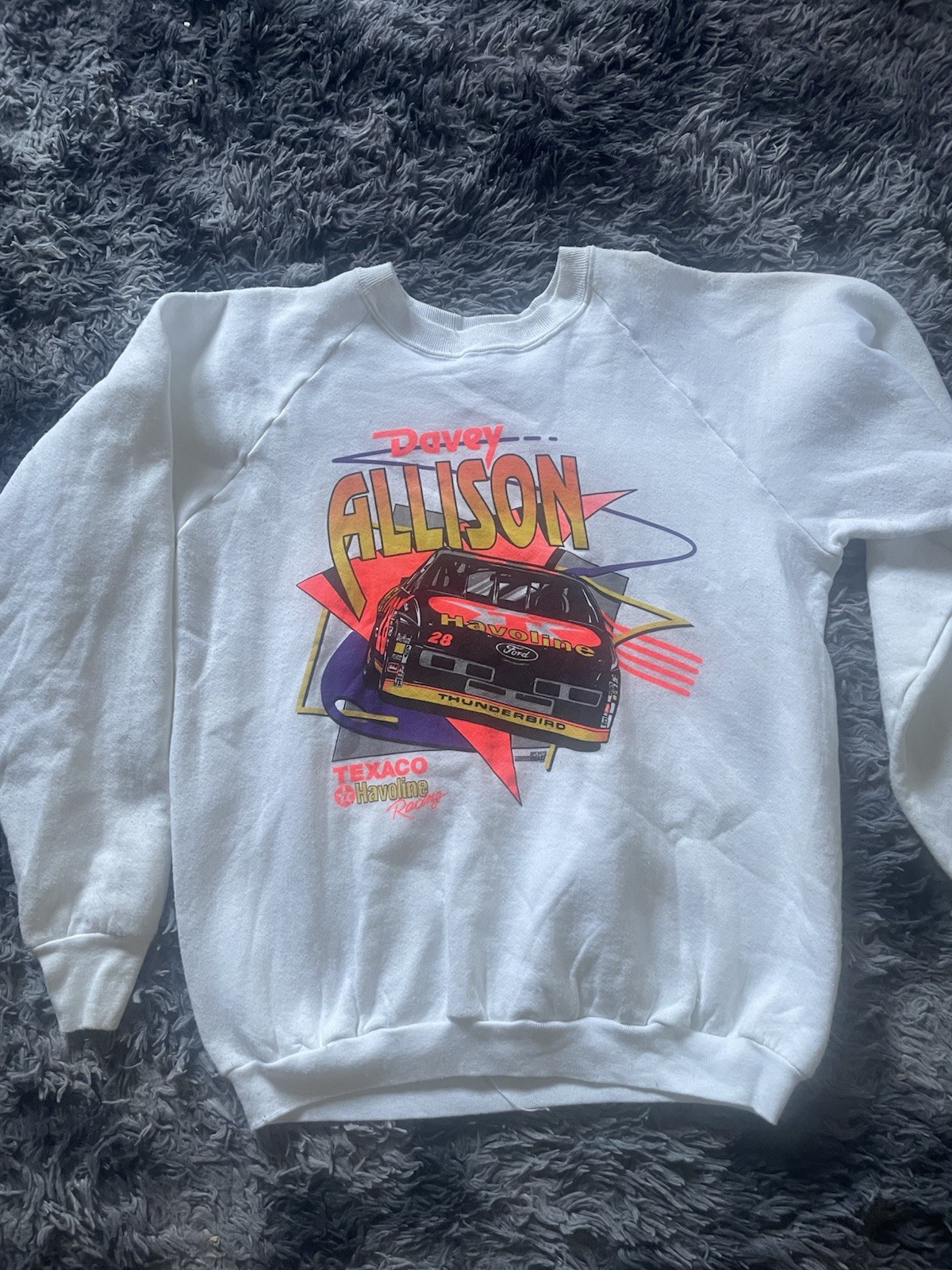 Vintage Davey Allison Texaco Havoline Sweatshirt NASCAR 90s USA XL