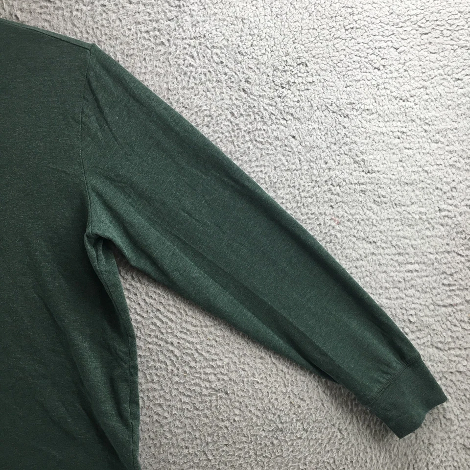 Camiseta de manga larga vintage resistente a la intemperie para hombre L verde mezcla de algodón cuello redondo Foto 4 de 4