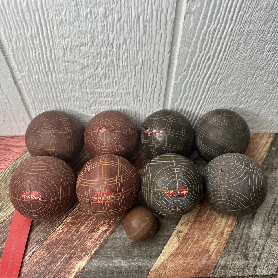 Vintage MCM Sportcraft BOCCE Ball SET Bowling Game  ITALY 8 Balls 1 Pallino - Image 2 of 4