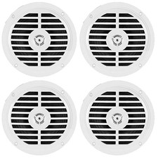 4x Pyle PLMR57W 5.25" 100W Max Power Dual Cone Full Range Marine White Speakers