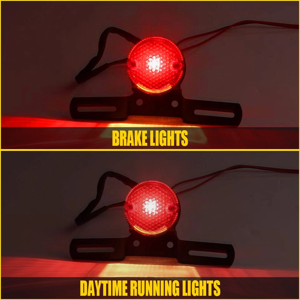 12V LED Red Tail Motorcycle Dirt Light Bike Rear Running Brake Stop Bright Lamp - Image 3 of 4