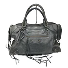 BALENCIAGA The City Handbag 115748 Leather Gray with Dust Bag Mirror 2001 #KN779
