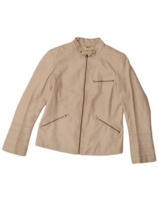 Olivieri Les Marees Womens Leather Jacket IT 44 Medium Beige Leather CG02