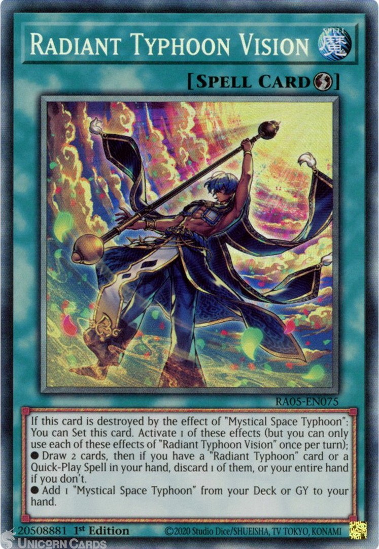 RA05-EN075 Radiant Typhoon Vision : Collector's Rare 1st Edition Mint YuGiOh Car