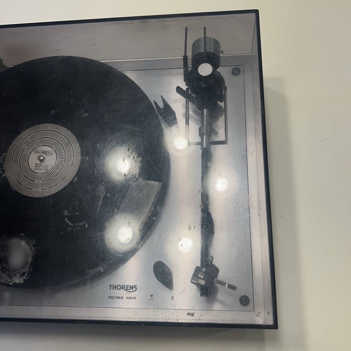 Thorens TD 166 MkII Turntable Silver Plinth 80s Partially Tested