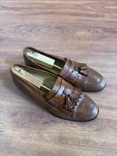 Johnston Murphy Mens Brown Leather Tassel Loafers Made in Italy Size 12