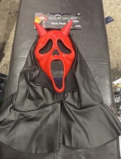 Dead By Daylight Devil Ghost Face Mask Red W/ Black Hood Fun World Scream