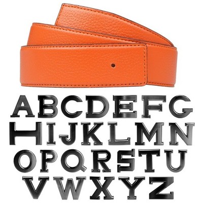 Leather belt reversible belts in orange with belt buckle 32 mm buckle H Black