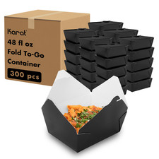 Karat 300 ct Paper Fold To-Go Containers  48 fl oz  Black