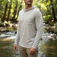 Free Fly Bamboo Lightweight Hoodie Mens Size MEDIUM Sandstone Color UPF 20 NEW