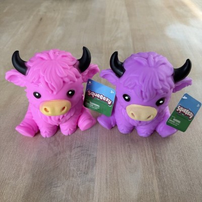 Sunny Days Squeezy Highland Cow (Lot Of 2) - Pink/Purple (100% Authentic / New)