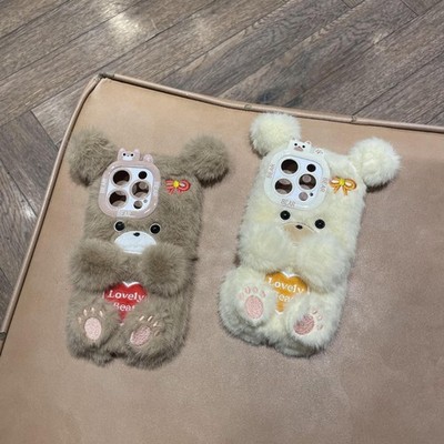 Case For Honor X5C/X6B/X6C/X7/X8/200Smart/400Lite Warm Plush 3D Bear Phone Cover