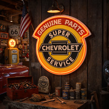 Chevrolet Genuine Parts Super Service LED Sign Vintage Garage Wall Decor