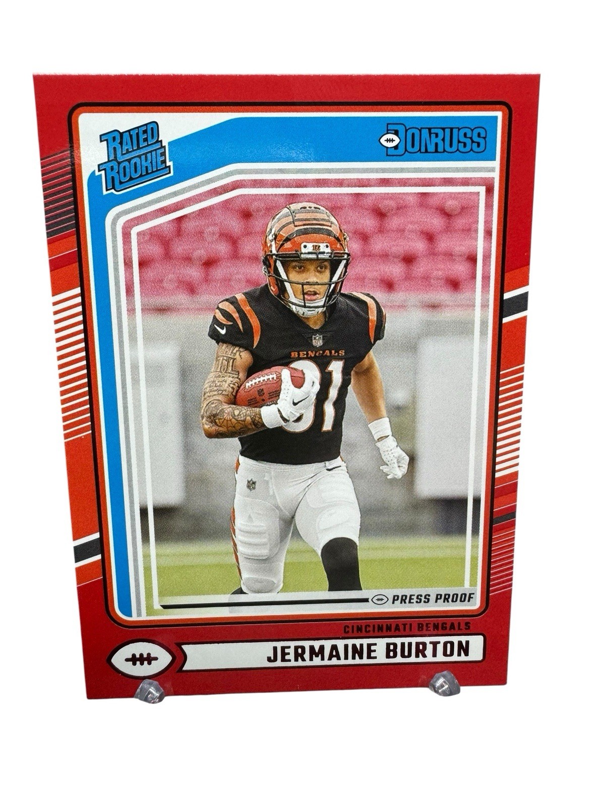 2024 Donruss #368 Jermaine Burton Press Proof Red Rookie Card Cincinnati Bengals