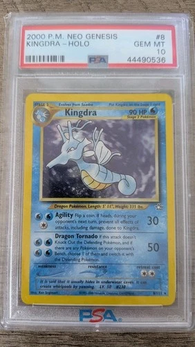 PSA 10 GEM MINT Kingdra 8/111 HOLO RARE Neo Genesis Pokemon Card Pop 37
